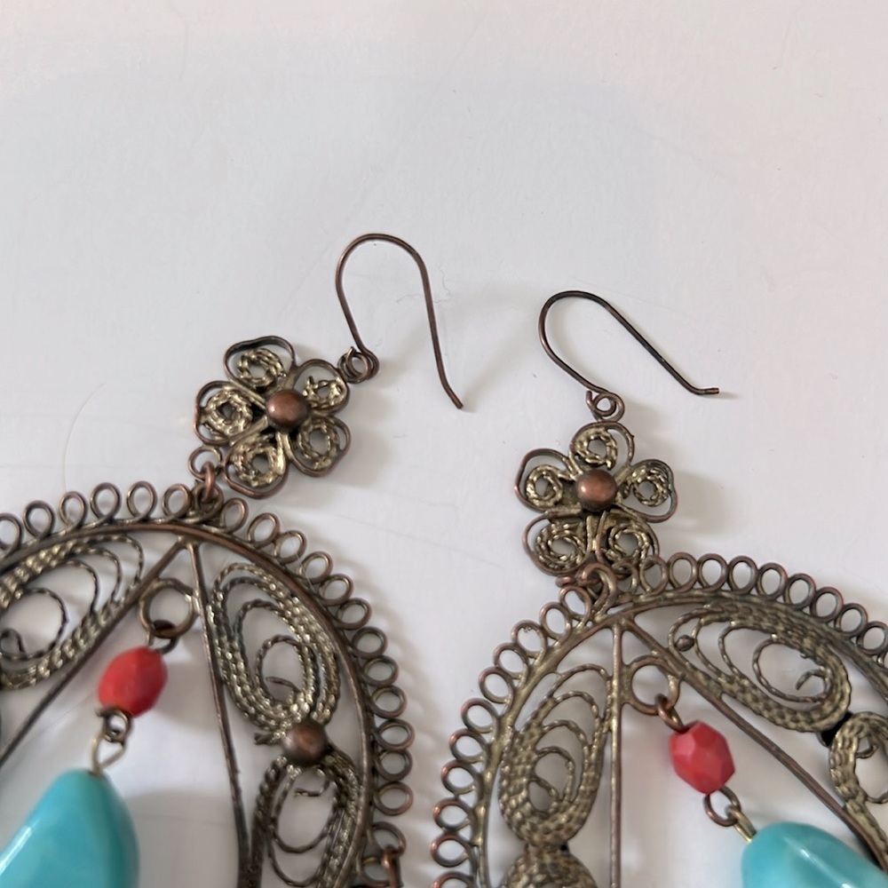 Large Beaded Hoop Earrings - Picture 4 of 4